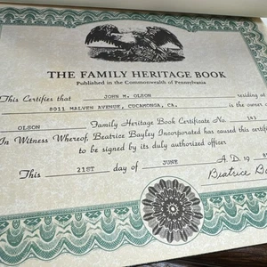 OLSON Family Heritage Book 1981 Beatrice Bayley Hardcover Genealogy K - Picture 1 of 5