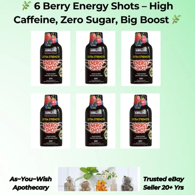 6 inyecciones energéticas de bayas de 2 oz cada una 230 mg sin cafeína y azúcar en comparación con 5 horas de energía Foto 1 de 4