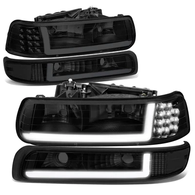 Ajuste 1999-2002 Chevy Silverado LED DRL Faro Esquina Parachoques Señal Lámpara Tintada Foto 1 de 4