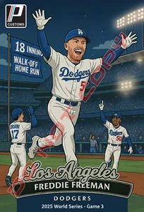 TARJETA DE ARTE PERSONALIZADA — FAN ART — NO OFICIAL - Freddie Freeman Serie Mundial Walk-Off - Imagen 1 de 2