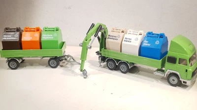 Siku 1:55 Iveco TurboStar Recycling LKW Grün Spiegel fehlen Containerwagen  - Bild 1 von 4