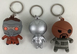 Marvel 3D Figural Keychain Lot Nick Fury Star Lord Silver Iron Man Avengers - Picture 1 of 6