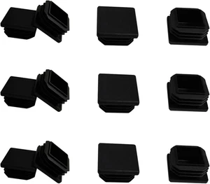 Paquete de 12 tapones de plástico con tapa de extremo de tubo cuadrado de 1,25 pulgadas, 1 1/4 pulgadas, negro - Imagen 1 de 12