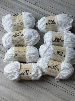 8 Skeins Premier Yarn Just Chenille Bulky 6 White Lot 2387 - Image 1 of 3