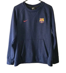 Nike Men's Football Club Barcelona Optic Sweatshirt Blue Size Small Pockets - Picture 1 of 11