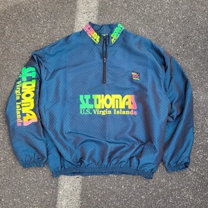 Vintage Surf Style Anorak Windbreaker Jacket Iridescent Men's Sz XL St. Thomas - Picture 1 of 8