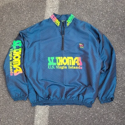 Vintage Surf Style Anorak Windbreaker Jacket Iridescent Men's Sz XL St. Thomas - Image 1 of 4