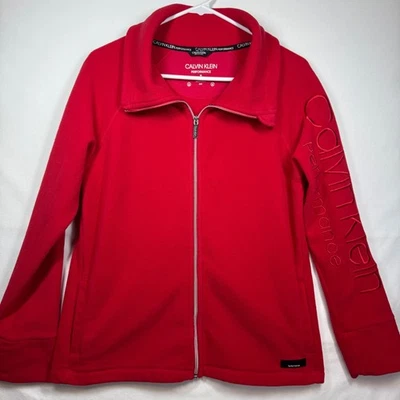 Chaqueta polar roja Calvin Klein Performance con cremallera completa ropa deportiva para mujer talla mediana Foto 1 de 4