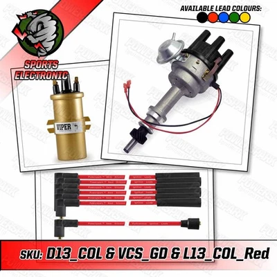 Ford Cologne Electronic Distributor Viper Coil and Red 8mm HT Leads V6 engines - Image 1 of 4