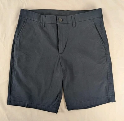 Pantalones Cortos de Lavandería Inglés Para Hombres 32 Peso Medio Frente Plano Texturizado Flexible Cintura Azul Foto 1 de 4