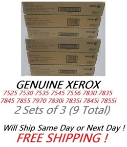 2 SETS of 3 GENUINE XEROX 006R01514 006R01515 006R01516 Toners 7830 7855 NO BLK - Picture 1 of 1