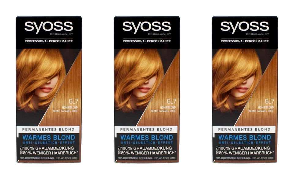 3x Syoss Honigblond 8_7 Warmes Blond Permanente Coloration , EAN4015100324006 - Bild 1 von 1