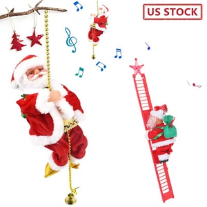 Climbing Santa Claus Electric Ladder Musical Moving Toy Christmas Ornament - Picture 1 of 13