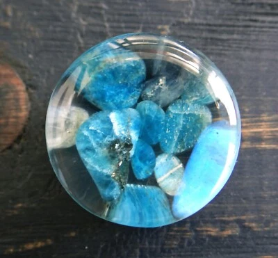 Blue Stone  ear plugs Apatite and Labradorite gauges and tunnels Resin 1 pair - Image 1 of 4