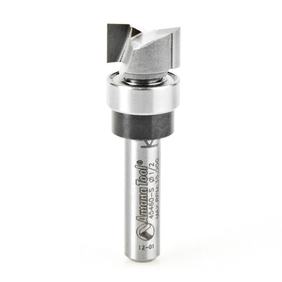 Amana Tool 45460-S 2 FL Template Trimmer 1/2 x 1/4 x 1/4 SHK Carbide Tipped Bit - Image 1 of 1