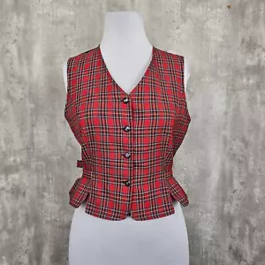 Gilet vintage anni 80 Toby a quadri aderente gilet abbottonato tartan check senza maniche - Foto 1 di 7