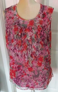 Top floral multicolor sin mangas con volantes forrado ALFANI talla 14 - Imagen 1 de 4