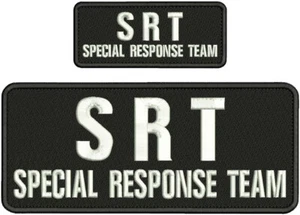 SRT SPECIAL RESPONSE TEAM EMB PATCH 4X10 AND 2X5 VELCR@ ON BACK WHITE /BLK - Picture 1 of 2