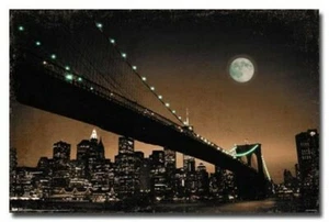 BROOKLYN BRIDGE POSTER New York Full Moon RARE HOT NEW - Picture 1 of 1