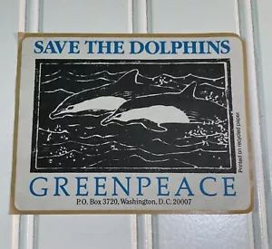 Vintage Greenpeace Sticker Save The Dolphins Washington D.C. - Picture 1 of 3