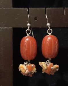 Earrings JAY KING Sterling Silver Carnelian Cluster Drop-925 Pierced-NIB - Picture 1 of 5
