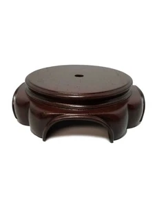Lamp Base Figurine Display Oriental Pedestal Plant Stand 6" Dark Wood Finish - Picture 1 of 12