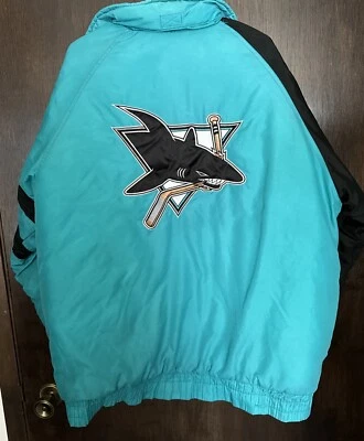 Vintage LOGO 7 San Jose Sharks PUFFER Jacket Men Size Extra Large Hockey NHL - Image 1 of 4