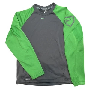 Nike Therma Fit Crew Neck Sweater Men’s Small Gray Green Pullover Center Swoosh - Picture 1 of 9