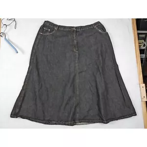Roamans Womens A-Line Denim Skirt Size 24W Cotton Black - Picture 1 of 10