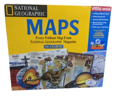 National Geographic Interactive Maps On 8 CD-ROMs Updated Ed. SEALED Every Map - Image 1 of 4