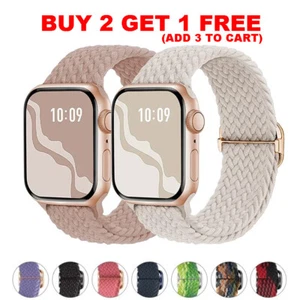 Boucle solo tressée pour Apple Watch bracelet ultra élastique nylon série 10 9 8 7 - Photo 1 sur 37