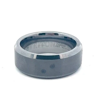 Triton Tungsten Carbide 8mm Brushed Center Beveled Edge Band Ring - Picture 1 of 6