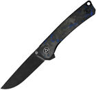 Qsp Knife Qs139-G2 Osprey Carbin Fiber/Blue Linerlock Black Blade Folding Knife