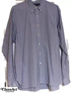 Polo Ralph Lauren blau gestreiftes Langarm geknöpftes Herrenhemd Gr. 18 - Bild 1 von 3