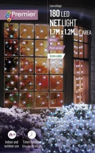 Christmas Net Lights 180 LED White 1.75 x 1.2M Indoor Outdoor Premier - Picture 1 of 5