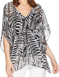 NYDJ Damen Chiffon Kaftan Popover Twentynine Palmen schwarz Größe XS - Bild 1 von 4