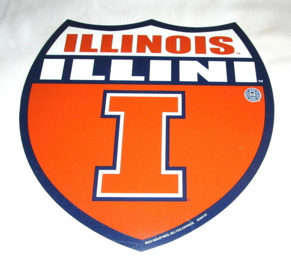ILLINOIS 'FIGHTING ILLINI' INTERSTATE SIGN 12" x 12" #4 - NEW - Image 1 of 1