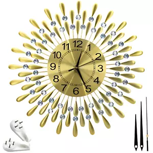 60cm Diamante Beaded Crystals Quartz Jeweled Wall Clock Home Decor Living Room - Picture 1 of 7