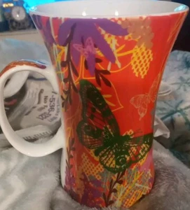 Germany Konitz 5" Butterfly Flower Multicolor Porcelain Coffee Tea Mug Cup  - Picture 1 of 6