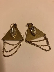 Pendientes perforados vintage con flecos de diamantes de imitación Estate - Imagen 1 de 2