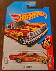 Hot Wheels 2017 Super Treasure Hunt '63 Chevy II Pink HW Flames #7/10 *NEW* - Picture 1 of 6