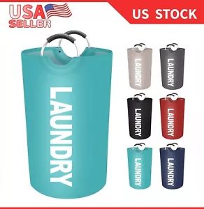 90L Large Laundry Basket, Waterproof Laundry Hamper Collapsible Easy Carry - Picture 1 of 8