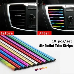 UK 10x/set Auto Air Outlet Decor Strip Car Styling Moulding Trim Strip Accessory - Picture 1 of 15
