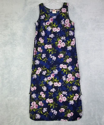 Maxi Vestido De Colección Años 80 R&K Para Mujer Talla 8 Azul Estampado Floral Sin Mangas Corbata en la Espalda Foto 1 de 4