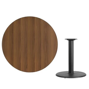 42" Round Walnut Laminate Table Top With Base - Table Height Restaurant Table - Picture 1 of 3