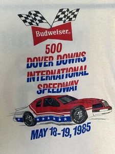 Vintage Rare 80s Budweiser 500 Dover Downs NASCAR Racing T-Shirt XL Single Stitch US - Bild 1 von 13