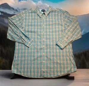 Tommy Hilfiger Herren Kariertes Button Down Hemd Langarm 4XLT Blau Grün - Bild 1 von 6