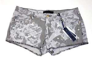 Juicy Couture Striped Cut-Off Denim Shorts Jeweled Pearls ( 29 ) - Picture 1 of 1