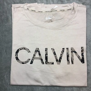 Calvin Klein Women XXL T-shirt Soft Crew Neck Rolled Sleeve Camo Graphic Logo - Picture 1 of 5