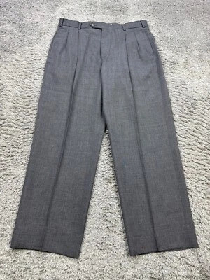 Berle 裤子男式 35x30 灰色羊毛打褶正式休闲裤职业长裤复古 — 第 1/4 张图片